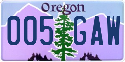OR license plate 005GAW
