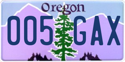 OR license plate 005GAX