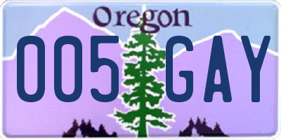 OR license plate 005GAY