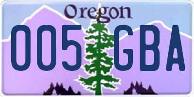 OR license plate 005GBA