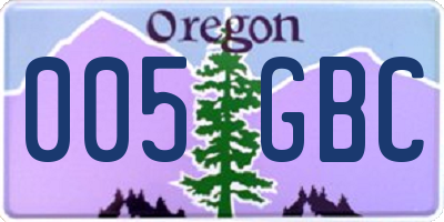 OR license plate 005GBC
