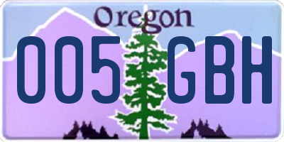 OR license plate 005GBH