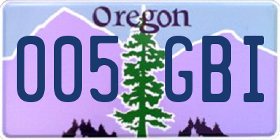 OR license plate 005GBI