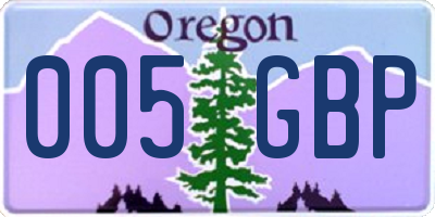 OR license plate 005GBP