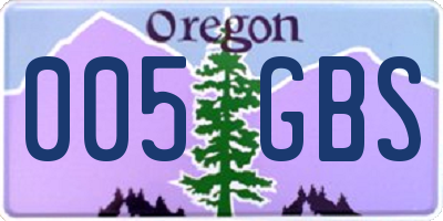 OR license plate 005GBS