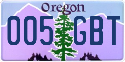 OR license plate 005GBT