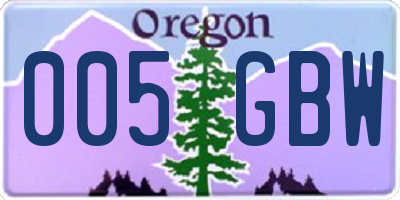 OR license plate 005GBW