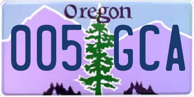 OR license plate 005GCA