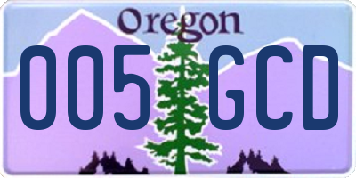 OR license plate 005GCD