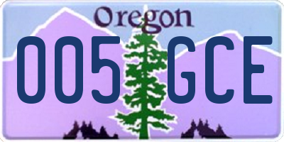 OR license plate 005GCE