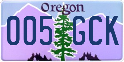 OR license plate 005GCK