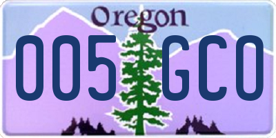 OR license plate 005GCO
