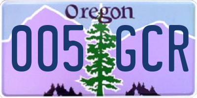 OR license plate 005GCR