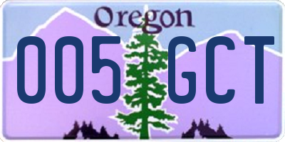 OR license plate 005GCT
