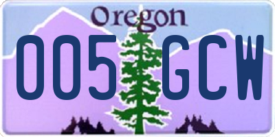OR license plate 005GCW