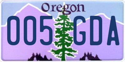 OR license plate 005GDA