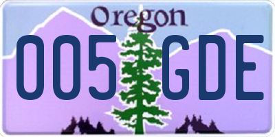OR license plate 005GDE