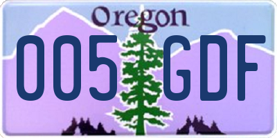 OR license plate 005GDF