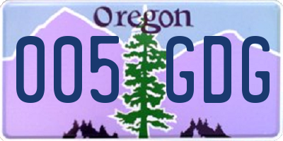 OR license plate 005GDG