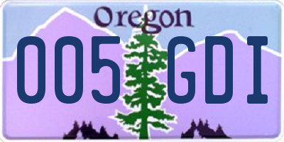 OR license plate 005GDI