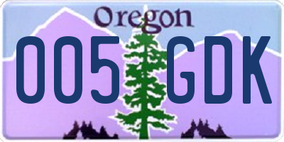 OR license plate 005GDK