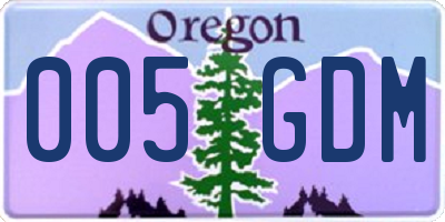 OR license plate 005GDM