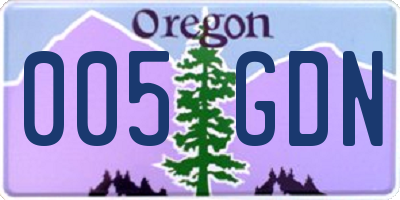 OR license plate 005GDN