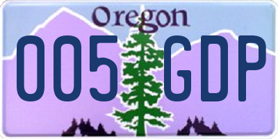 OR license plate 005GDP