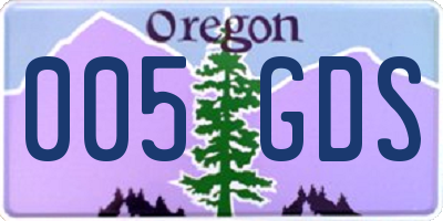 OR license plate 005GDS