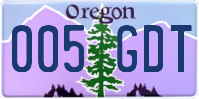 OR license plate 005GDT