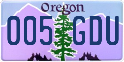 OR license plate 005GDU