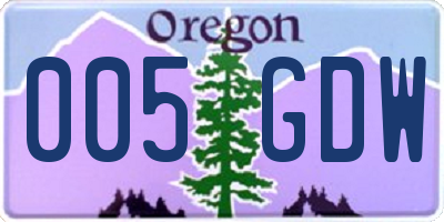 OR license plate 005GDW