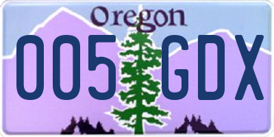 OR license plate 005GDX