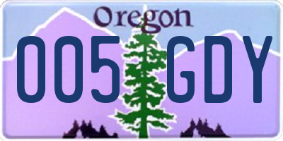 OR license plate 005GDY
