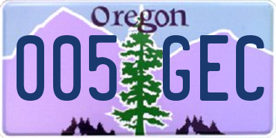 OR license plate 005GEC