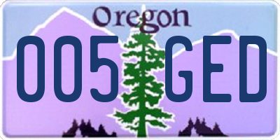 OR license plate 005GED