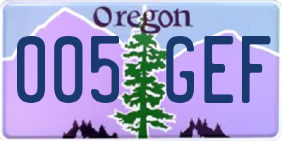 OR license plate 005GEF