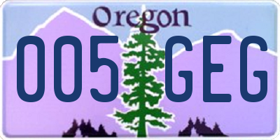 OR license plate 005GEG