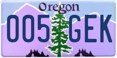 OR license plate 005GEK