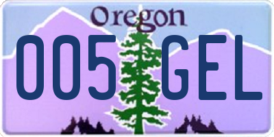 OR license plate 005GEL