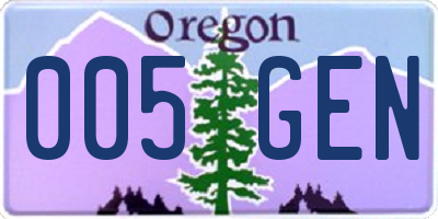 OR license plate 005GEN