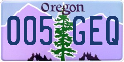 OR license plate 005GEQ
