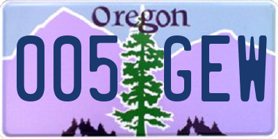 OR license plate 005GEW