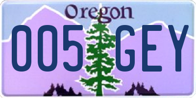 OR license plate 005GEY