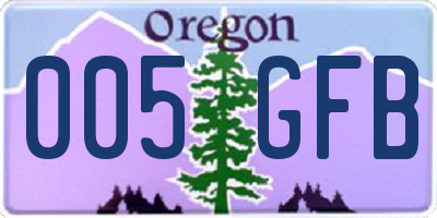 OR license plate 005GFB