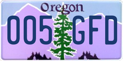 OR license plate 005GFD