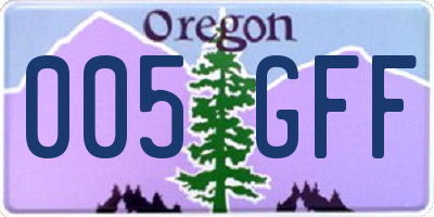 OR license plate 005GFF
