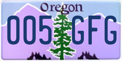 OR license plate 005GFG