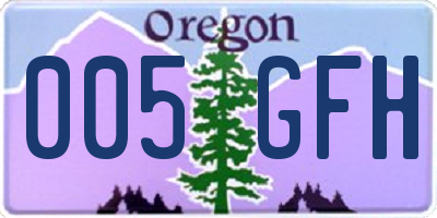 OR license plate 005GFH