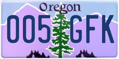 OR license plate 005GFK